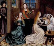 Master of the Legend of St. Lucy De liefdadigheid van de H. Nicolaas als jongeman. painting